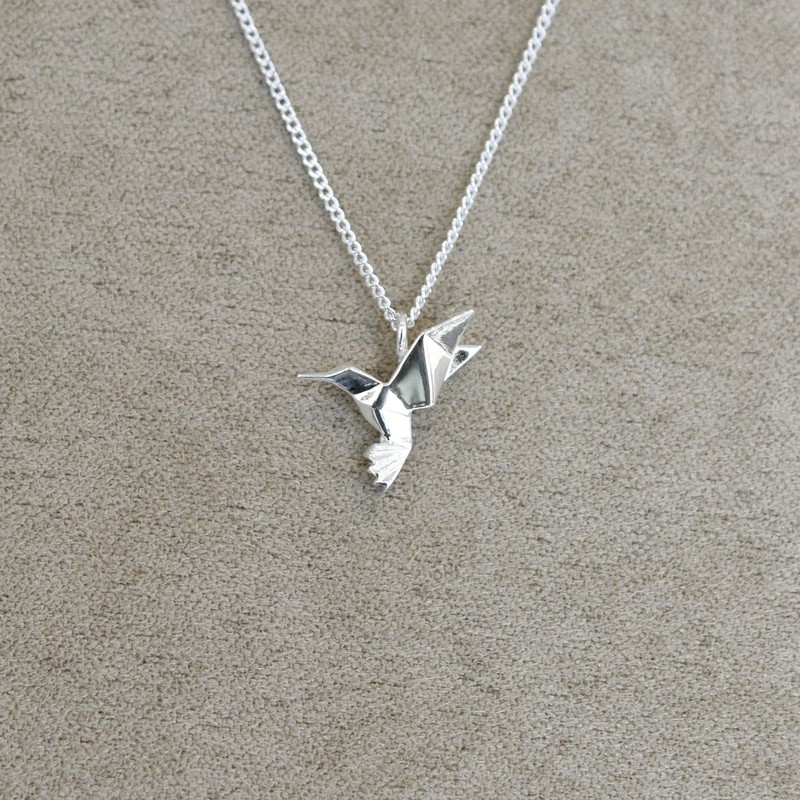 Sterling Silver Origami Hummingbird