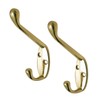 5 Pack of Brass Double Hat and Coat Door Hooks