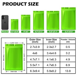 100 Pack Resealable Mylar Bags, Smell Proof Bags Resealable Packaging Bags for Food Storage Small Business Flat Bags (Green, 4" X 6")