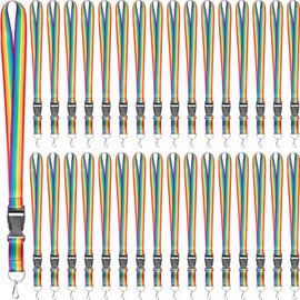 Woanger 36pcs Lanyards Bulk for ID Badges Neck Lanyard Strap Keychain with Quick Release Detachable Buckle Keychain Lanyard (Rainbow Color)
