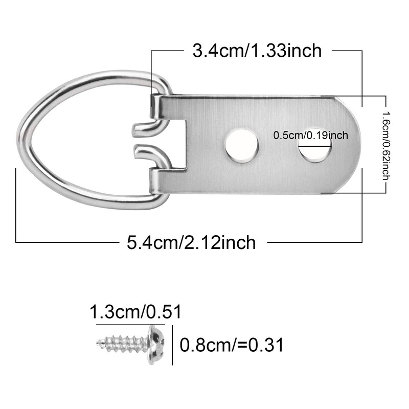 KEILEOHO 200 PCS Heavy Duty D Ring Picture Hangers with