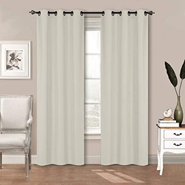 Home Collection 2 Panels 100% Blackout Curtain Set Solid Color with Rod Pocket Grommet Drapes for Kitchen, Dinning Room, Bathroom, Bedroom,Living Room Window New (74” Wide X 83” Long, Ivory)