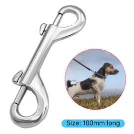 RSYHVG 2 Pcs Double Ended Bolt Snap Hooks Zinc Alloy Double End Clip Silver Diving Clip Durable Trigger Snaps for Diving Dog Leash Key Chain Horse Tack Pet Feed Buckets