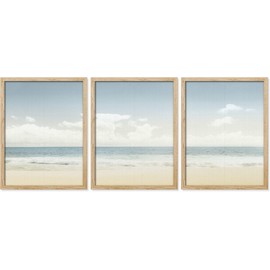 SIGNWIN Poster Set Cloudy Sky Over Tropical Island Beach Shore Horizon Nature Wilderness Photography Modern Art Decorative Relax/Calm Multicolor Contemporary for Bedroom - 12"x16"x 3