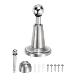 sourcing map Magnetic Door Stopper, 304 Stainless Steel Magnetic Door Stop Catch, Soft-Catch Brushed Nickel Hold Door Open Wall Mount for Bottom of Door, Silver