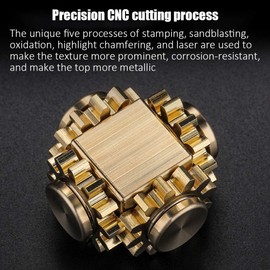 Metal Fidget Spinner Toy, Hand Finger Spinner Cube Toy, Fidget Slider Spinner EDC Toys for Adults, Stress Relief Sensory Spinning Anti Anxiety Desk Toys, ADHD Fidget Toys (Golden)