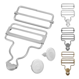 Gosknor 8 Sets Overall Buckle Replacements, Metal Gourd Overall Clip Replacements with Adjustable Slide Buckles and Buttons for Jeans Jackets Suspenders (4 Colors)