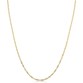 Kooljewelry 14k Yellow Gold Singapore Chain Necklace (1.4 mm, 14 inch)