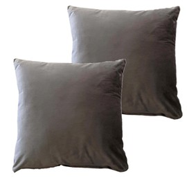 Olivia Rocco Set Of 2 Plain Velvet Cushion Cover 43 x 43cm Sofa Bed Chair Soft Smooth Washable Square Cushions Decorative Pillows With Invisible Zipper For Couch Bedroom Living Room, Charcoal