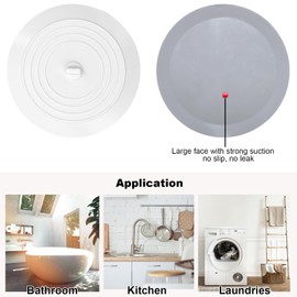 V-TOP Bathtub Drain Stopper 2 Pack, 5 inches Silicone Tub Stopper Shower Drain Cover, Bath Tub Plug Hair Stopper,Universal Flat Suction Renter Friendly Bath Accessories (White&Grey, 5 inch)