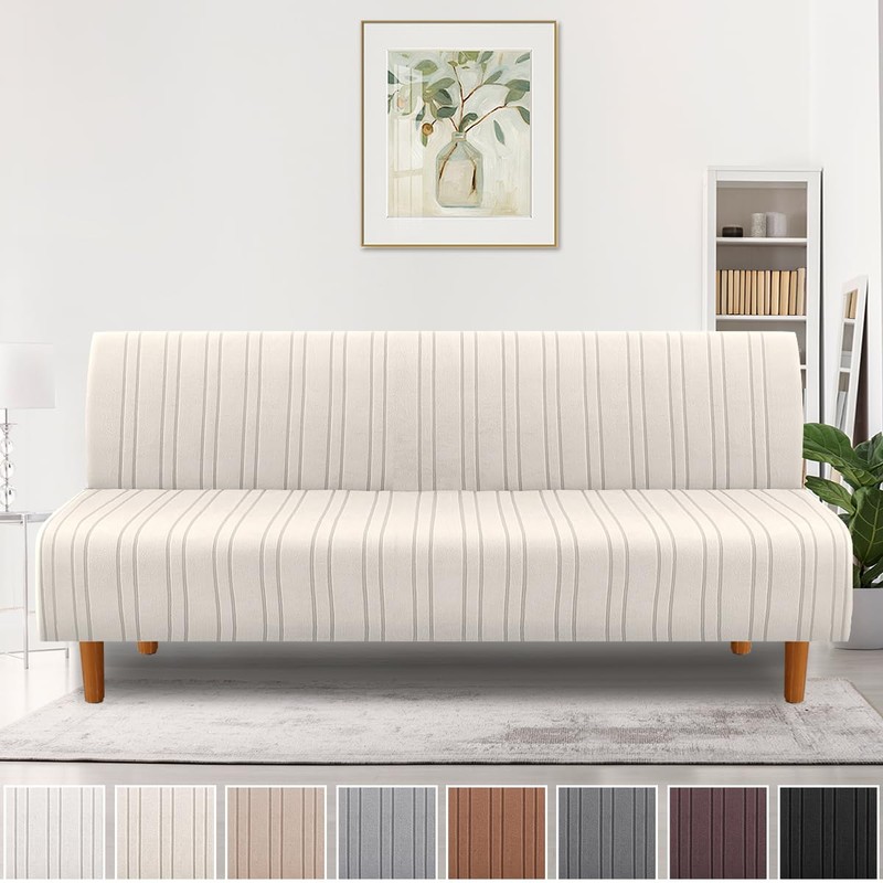 H.VERSAILTEX Stretch Futon Slipcover Armless Sofa Cover Furniture Protector Without
