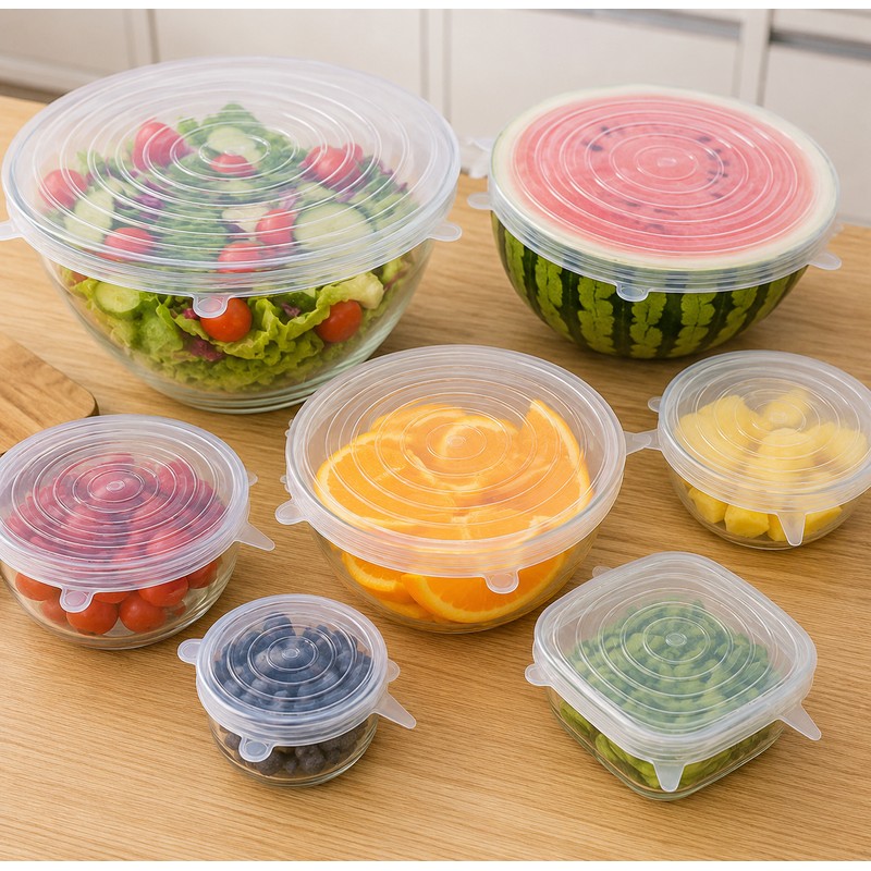 Silicone Stretch Lids for Food Storage – Reusable Elastic Covers