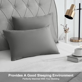 WOLTU Set of 2 Satin Cushion Covers, 50 x 70 cm, Premiun Pillowcase Soft Similar to Silk Cushion Cover, Hair and Skin Care, Silky with Zip, Dark Grey