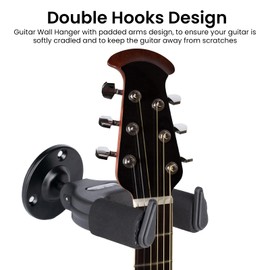 GALAMAX Guitar Wall Mount, Auto Lock Guitar Hanger, Universal Guitar Hooks for Wall with Base and Padded Arms, Guitar Stand Wall Bracket Hooks for Acoustic, Bass, Ukulele, Electric Guitar Accessory