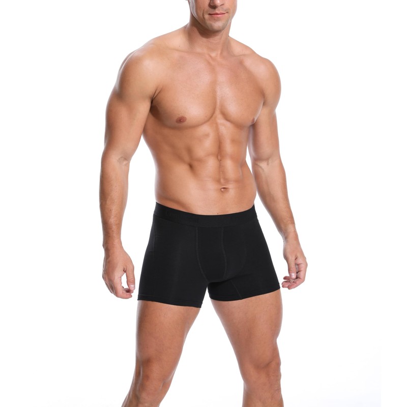Comfneat Men's 6-Pack Trunks Cotton Spandex Underwear (Black 6-Pack, M)