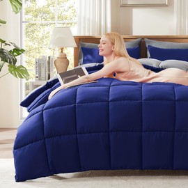 Decroom Lightweight Twin Comforter Set with 1 Pillow Sham - 2 Pieces Set - Quilted Down Alternative Comforter/Duvet Insert for All Season - Blue/Grey - Twin/Twin XL Size