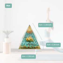 VMDEKK Moonstone Crystal Orgone Pyramid Ogan Crystal Energy Tower Nature Reiki Chakra Crushed Stone Lotus Flower of Life Crystal Orgonite Pyramid Healing Chakra Pyramid Gift for Lover (kallaite)