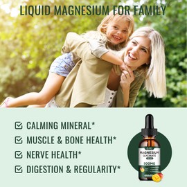 Magnesium Glycinate Supplement, Magnesium Liquid Drops with Magnesium Glycinate 500mg Ashwagandha, L - Theanine, Chamomile -Support Stress Relief, Bone, Muscle, Mood Vegan Natural Mango Flavor