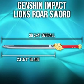 Genshin Impact Lions Roar Sword Replica | Stainless Steel Blade | Cosplay and Display Anime Sword | 23 3/4" Durable Blade | Collectible & Replica Anime Item | Overall Length 36 3/4"