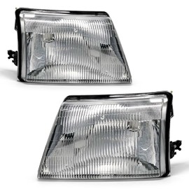 ADCARLIGHTS Headlight Compatible with Ford Ranger 1998 1999 2000 Chrome Housing Clear Reflector Headlamp Replacement Pair (Chrome Housing/Clear Reflector/Clear Lens)