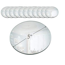 Light In The Dark 5 Inch Round Mirror Candle Plate with Beveled Edge Set of 12 - Small Round Mirrors for Centerpieces, Wall Décor, Crafts