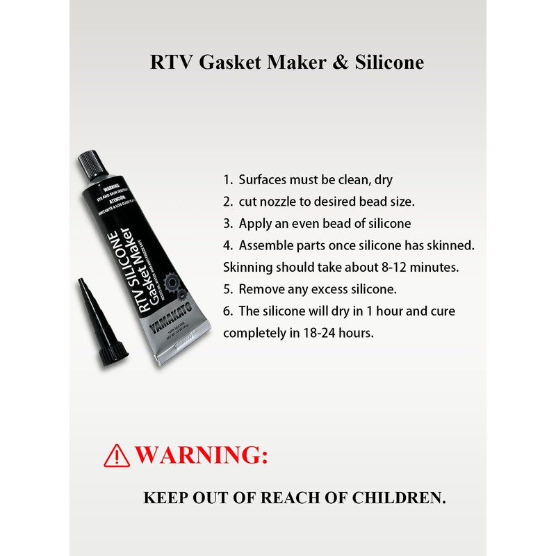 YAMAKATO RTV Gasket Maker, Black Silicone Sealant and 2 Thick