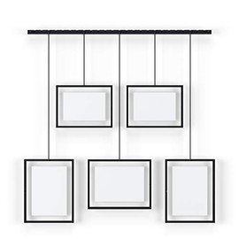 Umbra Umbra Exhibit Picture Frame Gallery Set, Adjustable Wall Collage Displays Five Photos (Two 4x6" and Three 5x7"), Set of 5, Black