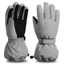 ThxToms Kids Winter Gloves, Waterproof Ski Snow Gloves for Boys and Girls, Winter Warm Gloves for Cold Weather Outdoor Play (Linen Gray Ages 11-14)