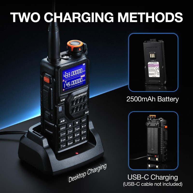 BAOFENG K5PLUS Tri-Band Ham Radio Long Range, UHF VHF 1.25M
