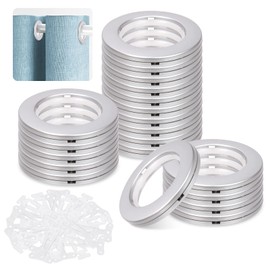 Mardatt 20 Pack Curtain Grommets 1.6 Inch Inner Diameter Silencing Curtains Grommets Reusable Curtain Self Locking Grommets Low Noise Curtain Rings for Curtain Rod Shower Curtain (Silver)