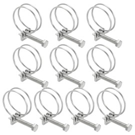 PATIKIL 31-35mm Adjustable Double Wire Hose Clamp, 10 Pcs 304 Stainless Steel Wire Hose Clips Pipe Tube Clamps for Dust Collection Rubber PVC Pool Pump Hose