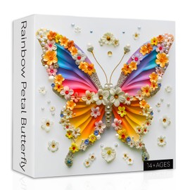Rainbow Butterfly Puzzles for Adults 1000 Pieces, Flower Butterfly Wings Jigsaw Puzzles, Colorful Jewels Animal Puzzle as Home Decor