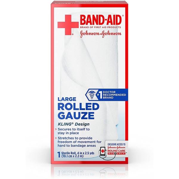 Band-Aid Brand Of First Aid Products Rolled Gauze, 4 Inches By 2.5 Yards