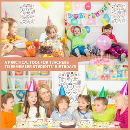 WALENGIF Boho Happy Birthday Chart for Classroom Confetti Birthday Poster Calendar for Classroom Bulletin Board Decorations Reusable Birthdays Poster for Students Back to School Teaching Supplies