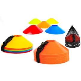 Flexible Soccer Cones (Pack 25) with Mesh Bag & Strap, Unbreakable Sports Cones for Soccer, Basketball, Football Training Equipment, Agility Soccer Cones for Drills Training