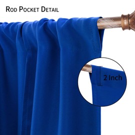 DWCN Blackout Curtains-Tie Up Shade for Window Thermal Insulated Room Darkening Rod Pocket Curtains for Kitchen, Royal Blue, W42 X L45 Inches, 1 Panel
