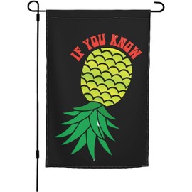 4 Pcs Upside Down Pineapple Flags, IF YOU KNOW & PLAY WELL WITH OTHERS & WELCOME, Double-Sided, 12x18 inches, Garden Funny Sign, Seasonal Porch Decorations Banner