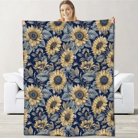 Sunflower Blanket for Kids Adults Sunflower Lovers, Flannel Sunflower Blankets Gifts, Sunflower Throw Blanket for Sofa Couch Bed Living Room Soft Warm Cozy Sunflower Decor 50" x 60"