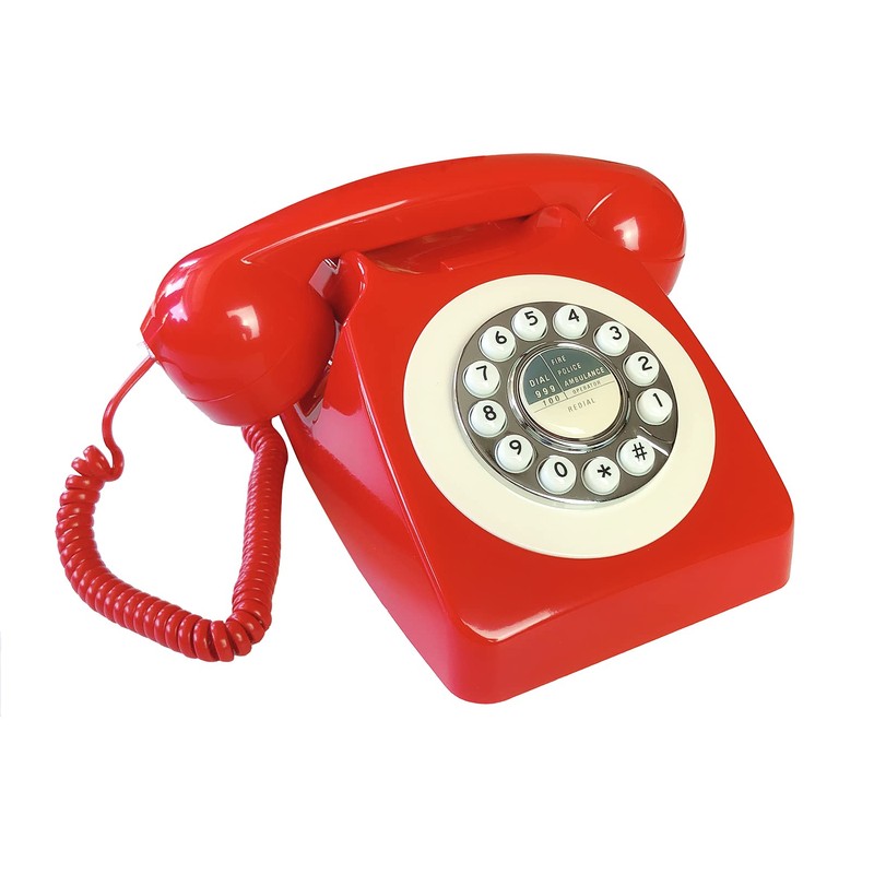Corded Retro Phone, TelPal Red 80's Classic Telephone/Landline Phone/Wired Antique
