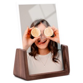 Komimaci 4x6 picture frames, Solid Rustic Wooden Photo Frames with Walnut Wood Base and High Definition Acrylic Glass Covers - for Tabletop or Desktop Display (4x6 inch, Vertical)