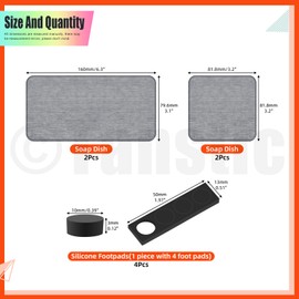 Tanstic 4Pcs Water Absorbing Stone Coasters Water Absorbent Diatomite Coaster Water Absorbing Stone Tray Diatomaceous Earth Coasters for Soap Cups Cosmetic Bottles Plants(Dark Gray)