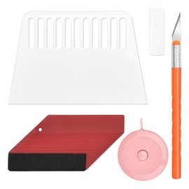 Naphite Wallpaper Tools for Peel and Stick Wallpaper Smoothing Tools Kit, Vinyl Backsplash Tile, Window Film, Easy to Apply Include White/Red Squeegee,Tape Measure, Exacto Knife for Contact Paper