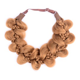 Gledola Bridal Hair Accessories, Wide Kinky Fishtail Braided Braids, Headband, Braided Synthetic Hair, Elastic Stretch, for Women, Bride (Strawberry Blonde)