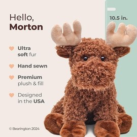 Bearington Morton The Moose Stuffed Animal, 10.5 Inch Plush Moose