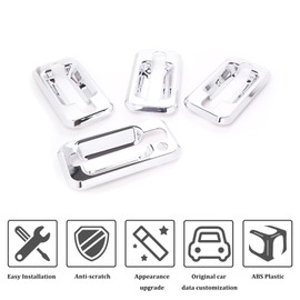 Exterior Door Handle Bowl Cover for Hummer H2 2003-2009 Accessories, Front Rear Door Handle Cup Anti-Scratch Decorate Sticker, Outer Door Pull Handle Bowl Protector Trim Cover Bezel, ABS (Chrome)