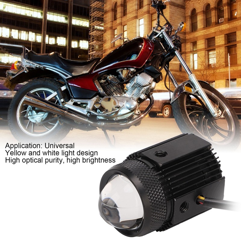 Pair Motorcycle LED Spotlight High Low Beam Yellow White Light