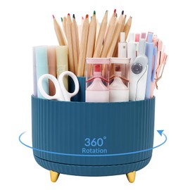SKYDUE 360 Degree Rotating Desk Organizer, Dual-Purpose Pencil Pen Holder, Rotating Desk Pen Organizer with 5 Slots, Pencil Cup for Office, School, Home
