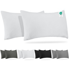 Barbons Cushion Cover 50 x 70 cm, White, Set of 2 - 165 g/m² Oeko-Tex Certified Pillowcase 100% Jersey Cotton Soft Cushion Covers with Zip (50 x 70 - White)