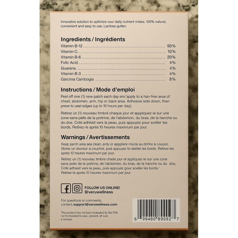 Veru Wellness B12 Patch - Energy Boost (2-Pack) – 120