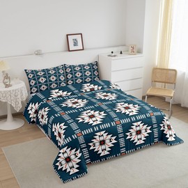 Feelyou Aztec Southwestern Printed Bedding Set for Kids Toddler Queen Size Western Decor Comforter Set Boys Girls Cowboy Cowgirl Bedding Set Bohemian Duvet Insert with 2 Pillow Case
